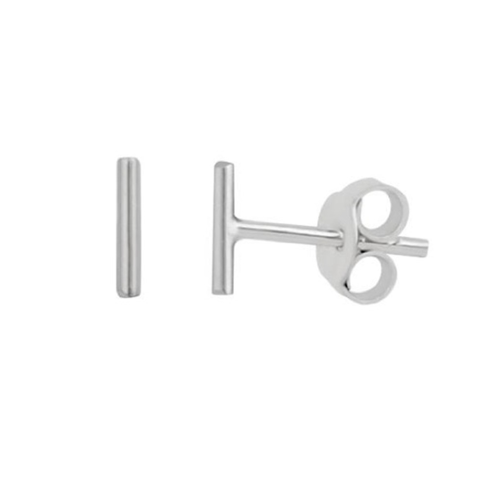 J&Co mini skinny bar stud earrings- silver